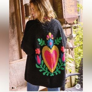 Natural Life Calla Jacquard Cardigan – Black Heart – NWT – S/M